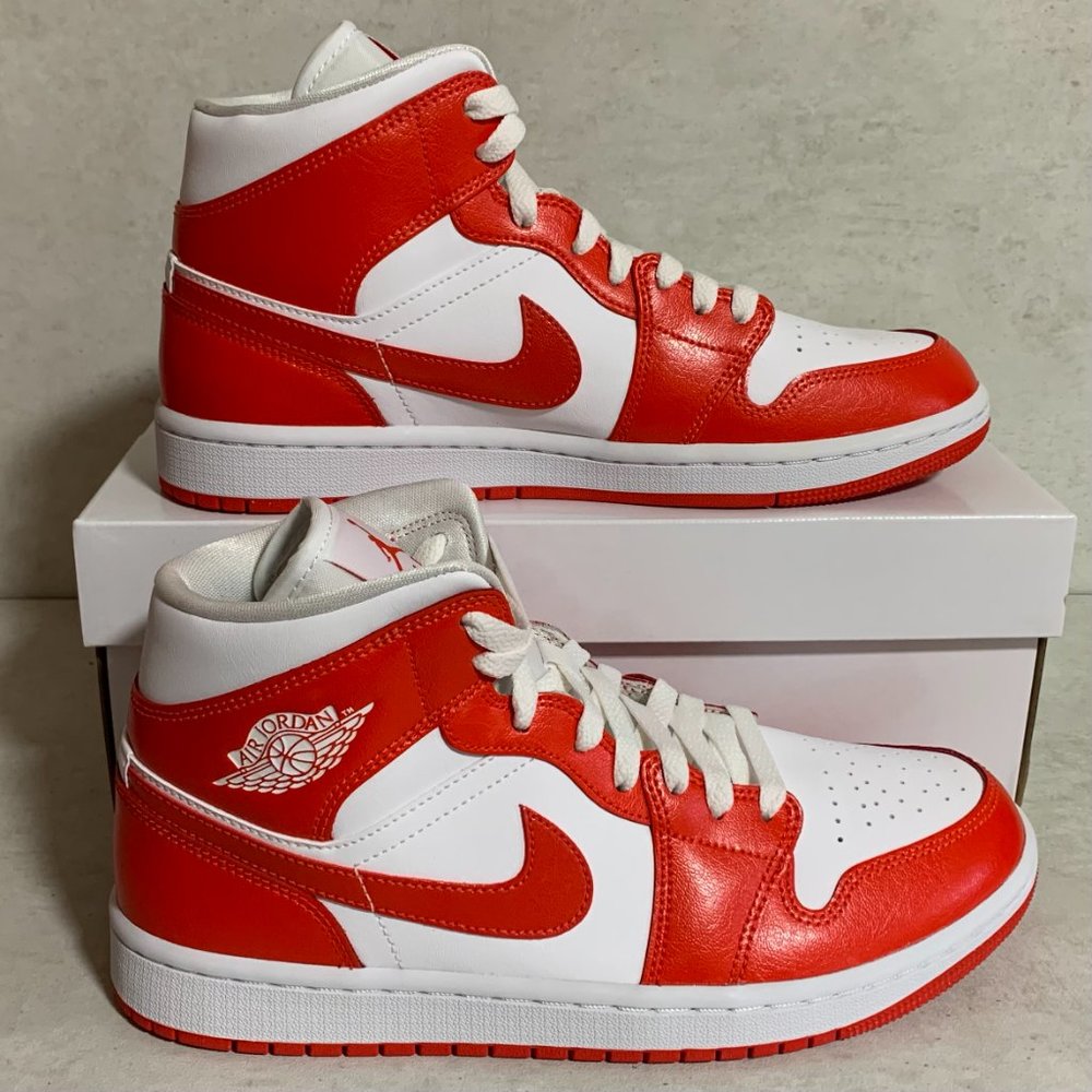 Jordan 1 Mid Syracuse Habanero Red Womens 10US/ Mens 8.5US